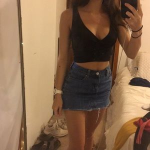 Black cross over crop top
